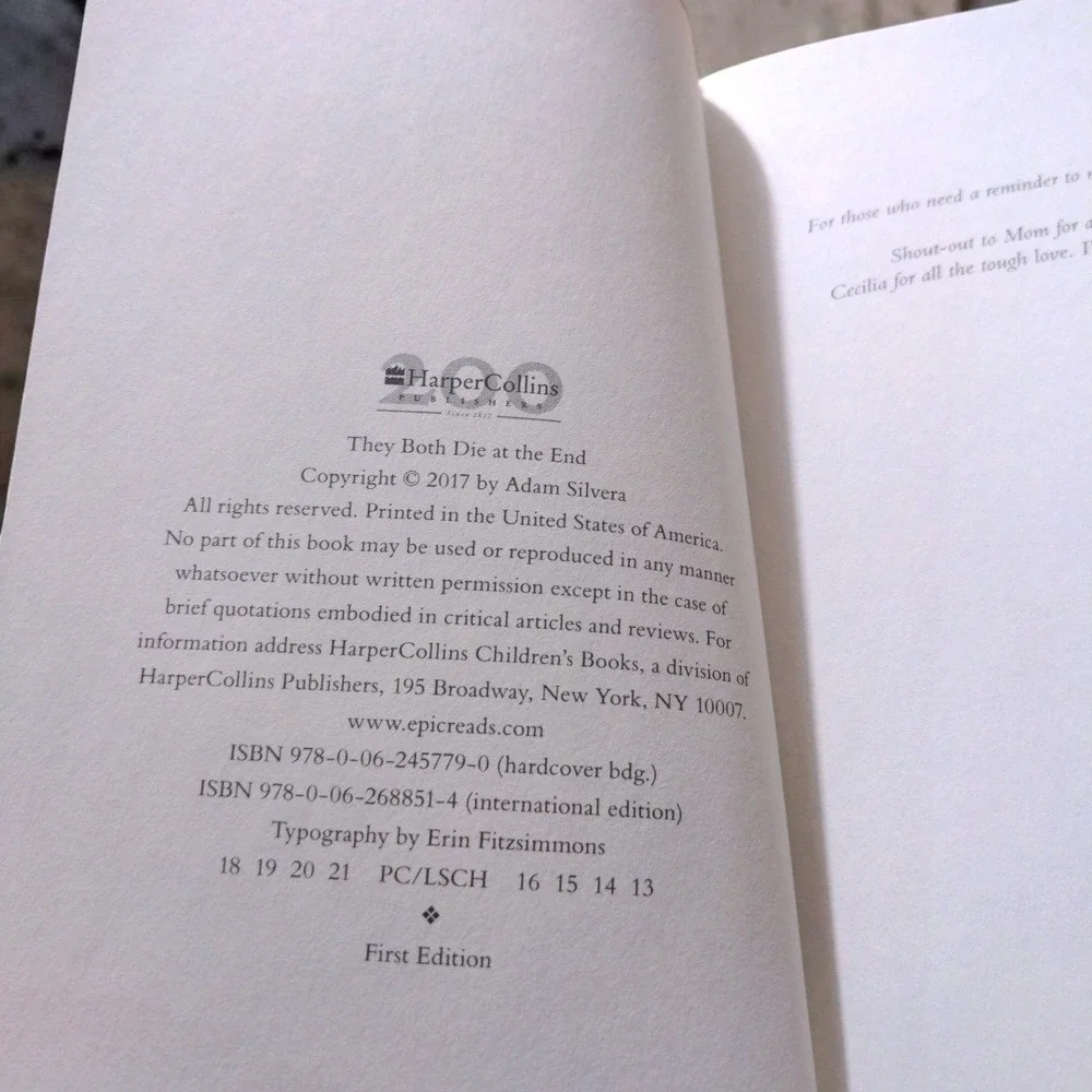 Adam Silvera‎ They Both Die at the End Hardcover First Edition YA Fiction